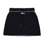 Marine Serre Light Ribbed Jersey Drawstring-Waist Mini Skirt Black Skirts WSK133A CJER0011 BK99 Detail View 1 | GATE