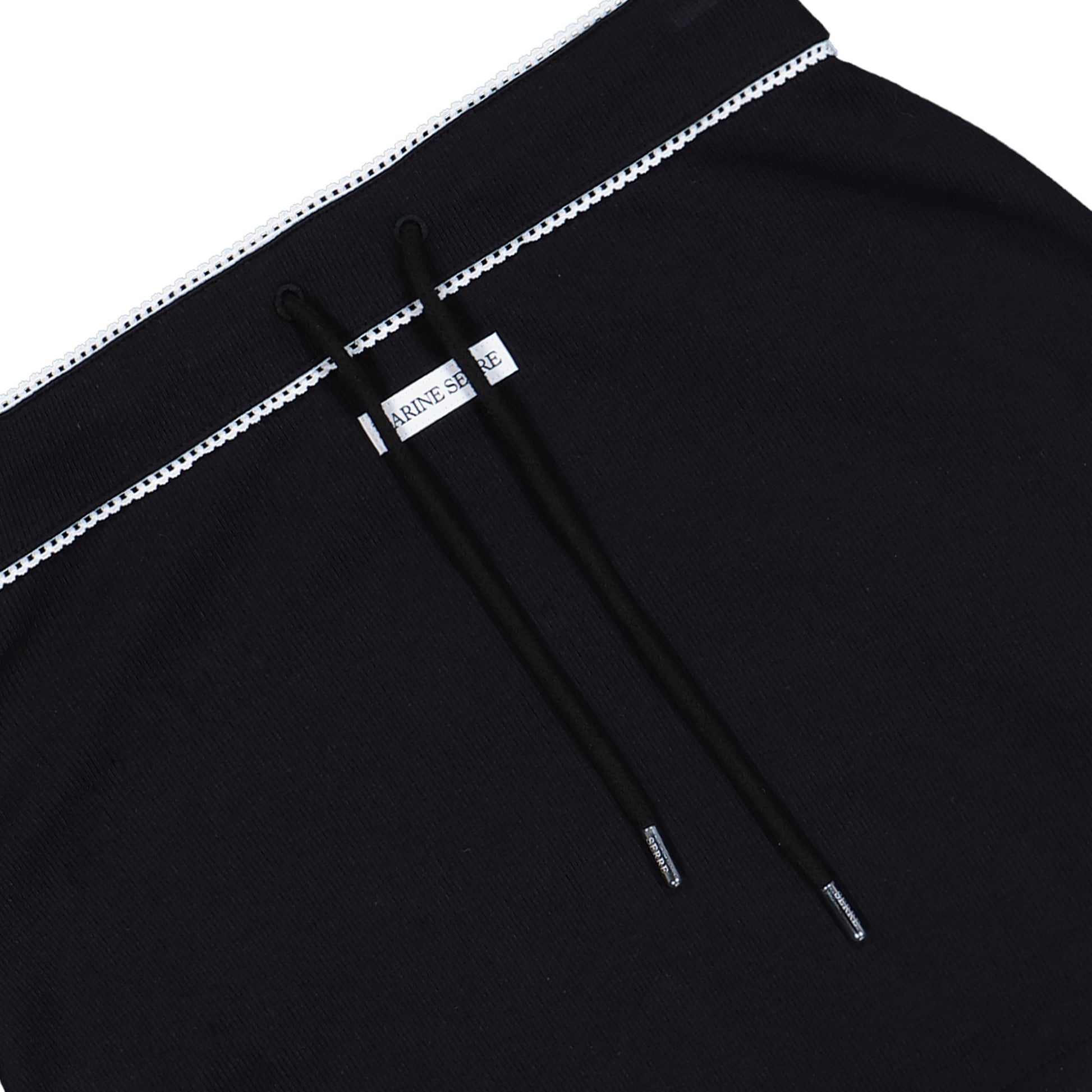 Marine Serre Light Ribbed Jersey Drawstring-Waist Mini Skirt Black Skirts WSK133A CJER0011 BK99 Detail View 3 | GATE
