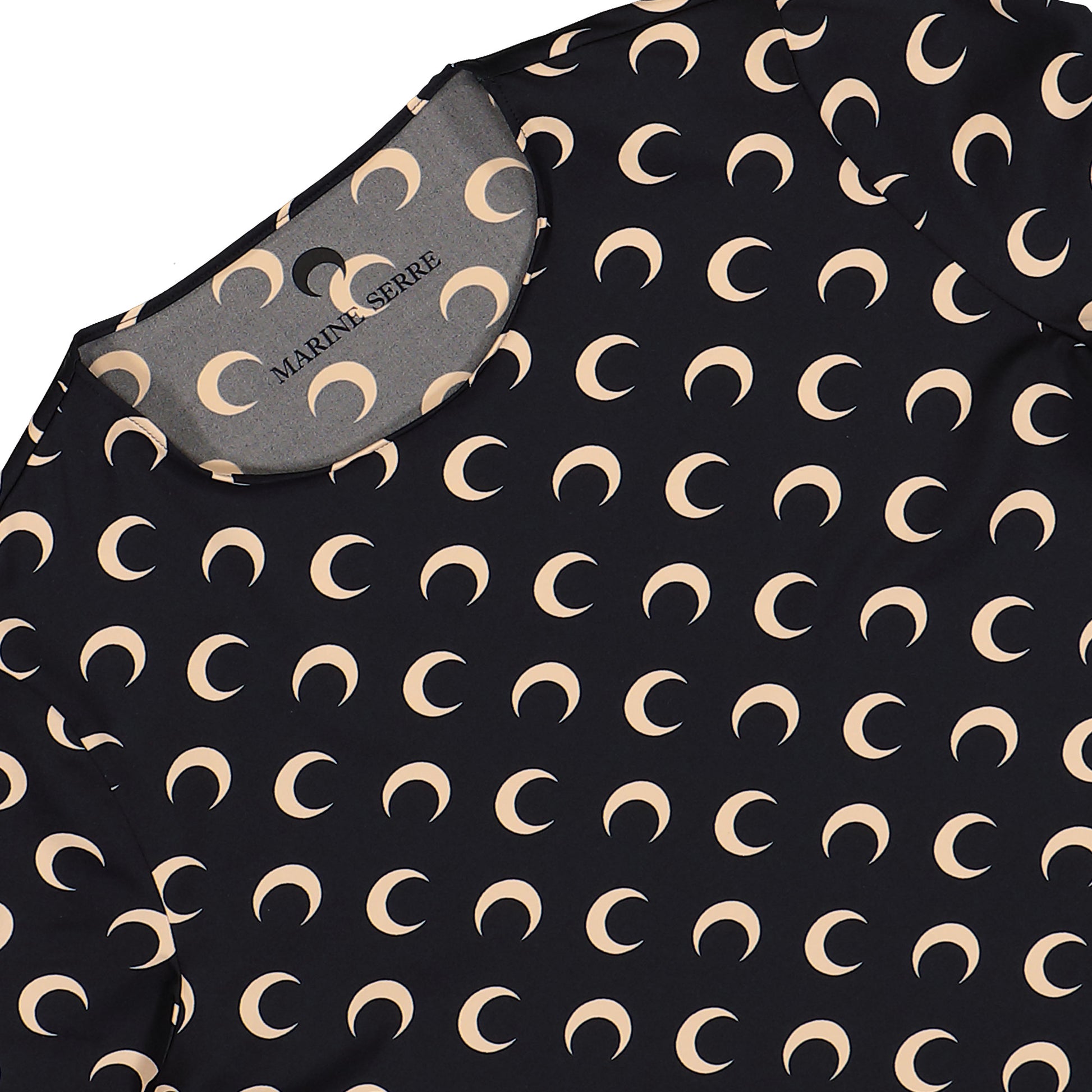 Marine Serre Moon Printed Jersey LS Crewneck Top Inverse Tan Longsleeves WTS006A CJER0001 IT99 Detail View 3 | GATE