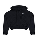 Marine Serre Moon Logo Fleece Zipped Cropped Hoodie Black Hoodies WST019A CJER0013 BK99 Detail View 1 | GATE