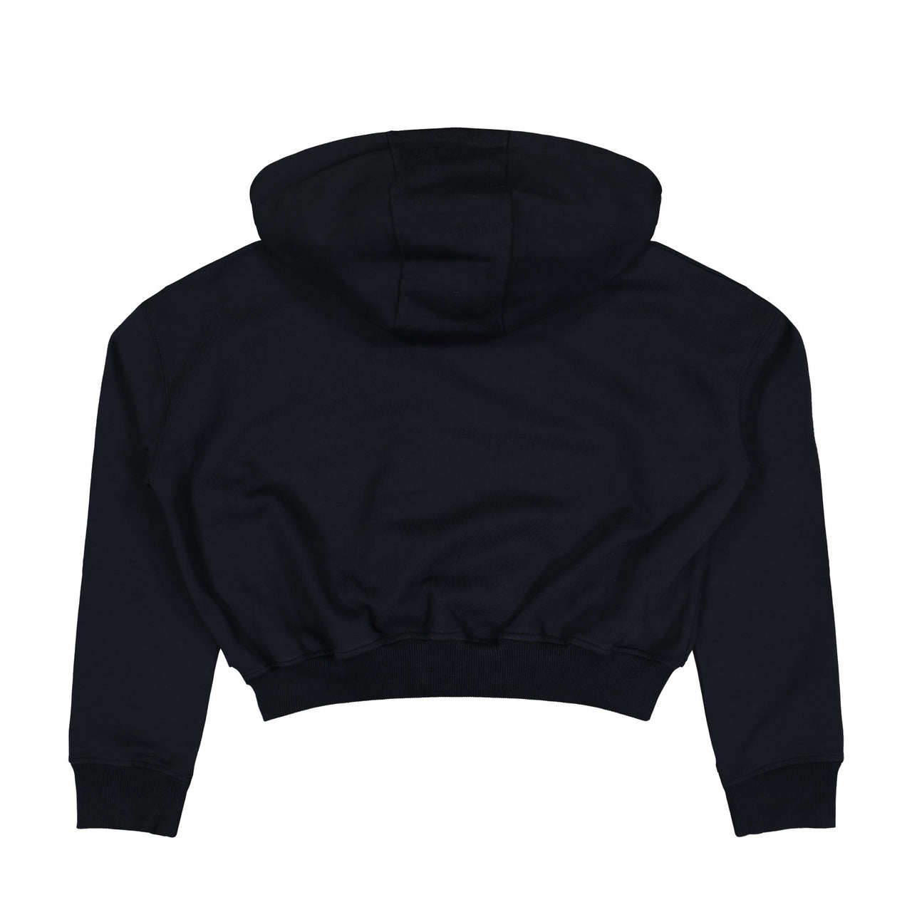 Marine Serre Moon Logo Fleece Zipped Cropped Hoodie Black Hoodies WST019A CJER0013 BK99 Detail View 1 | GATE