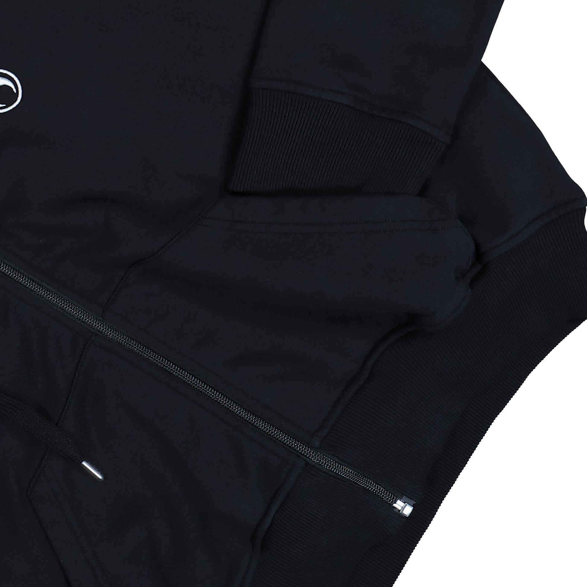 Marine Serre Moon Logo Fleece Zipped Cropped Hoodie Black Hoodies WST019A CJER0013 BK99 Detail View 4 | GATE