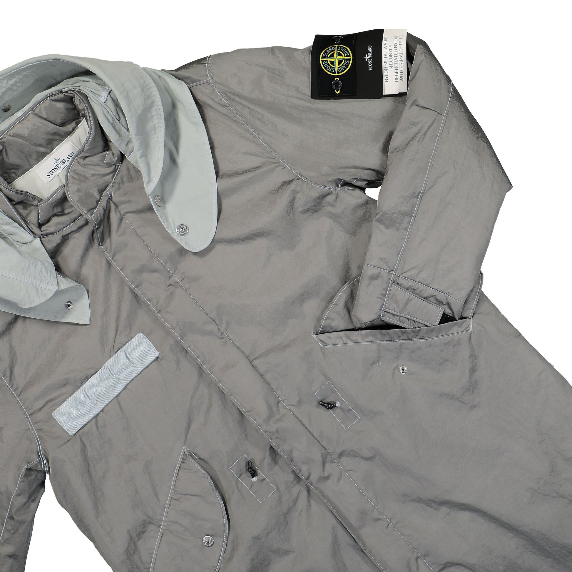 Stone Island Nylon Metal Watro Primaloft®-TC Parka Pearl Grey Parka 771570919.V0061 Detail View 4 | GATE