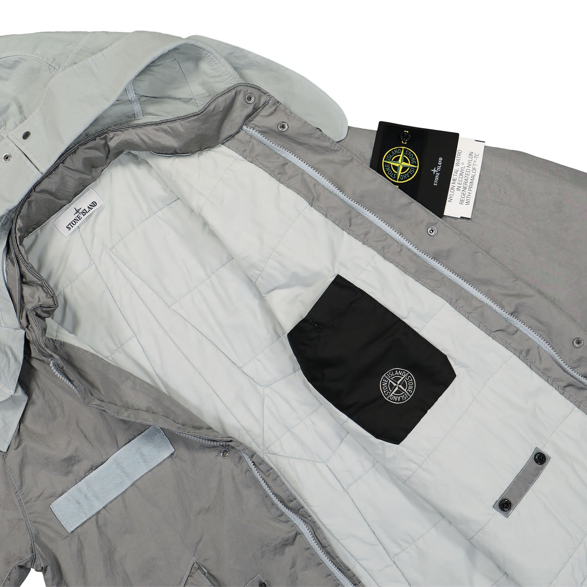 Stone Island Nylon Metal Watro Primaloft®-TC Parka Pearl Grey Parka 771570919.V0061 Detail View 6 | GATE
