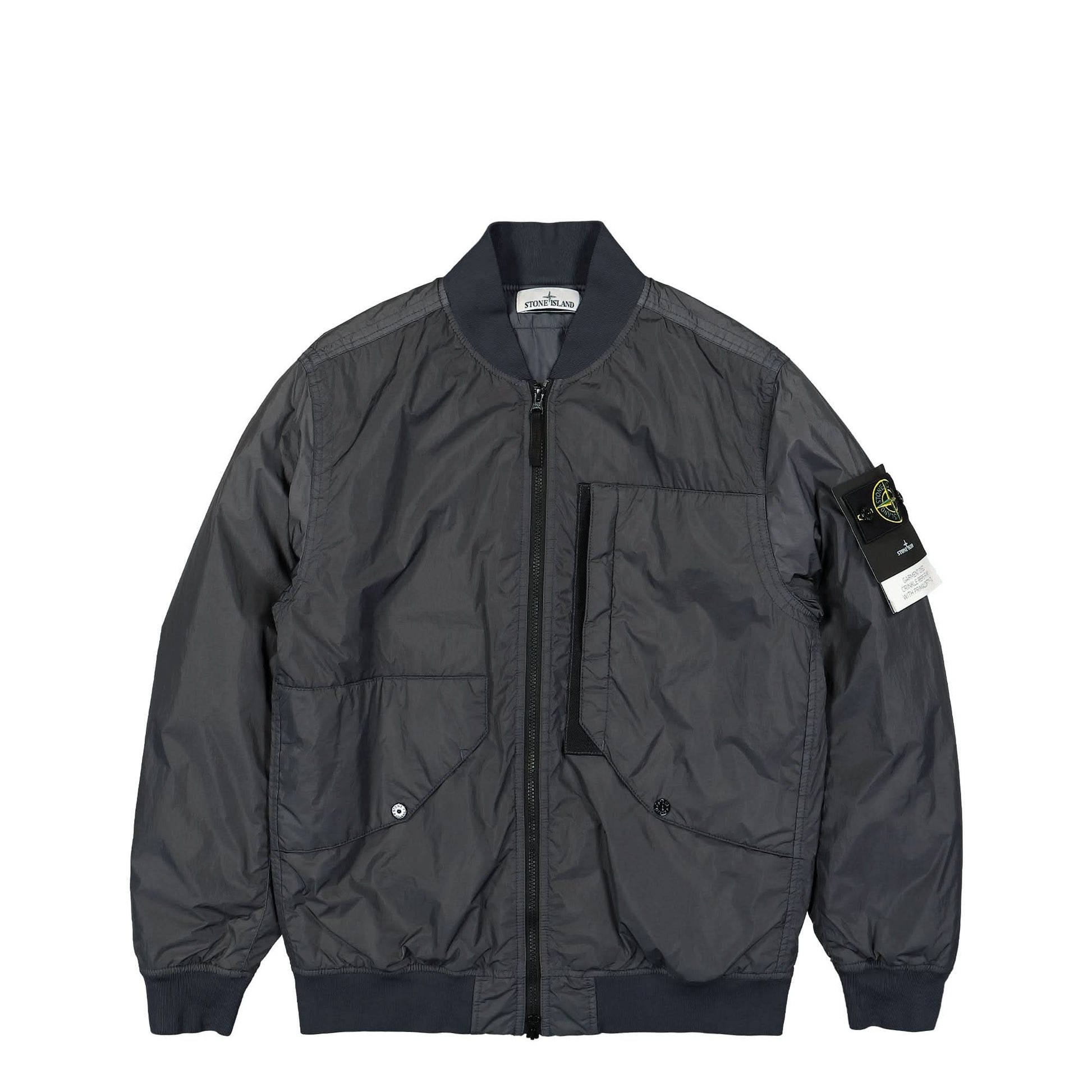 Stone Island Garment Dyed Crinkle Reps R-NY With Primaloft-TC Bomber Jacket Grey Detail view 1 | Gate