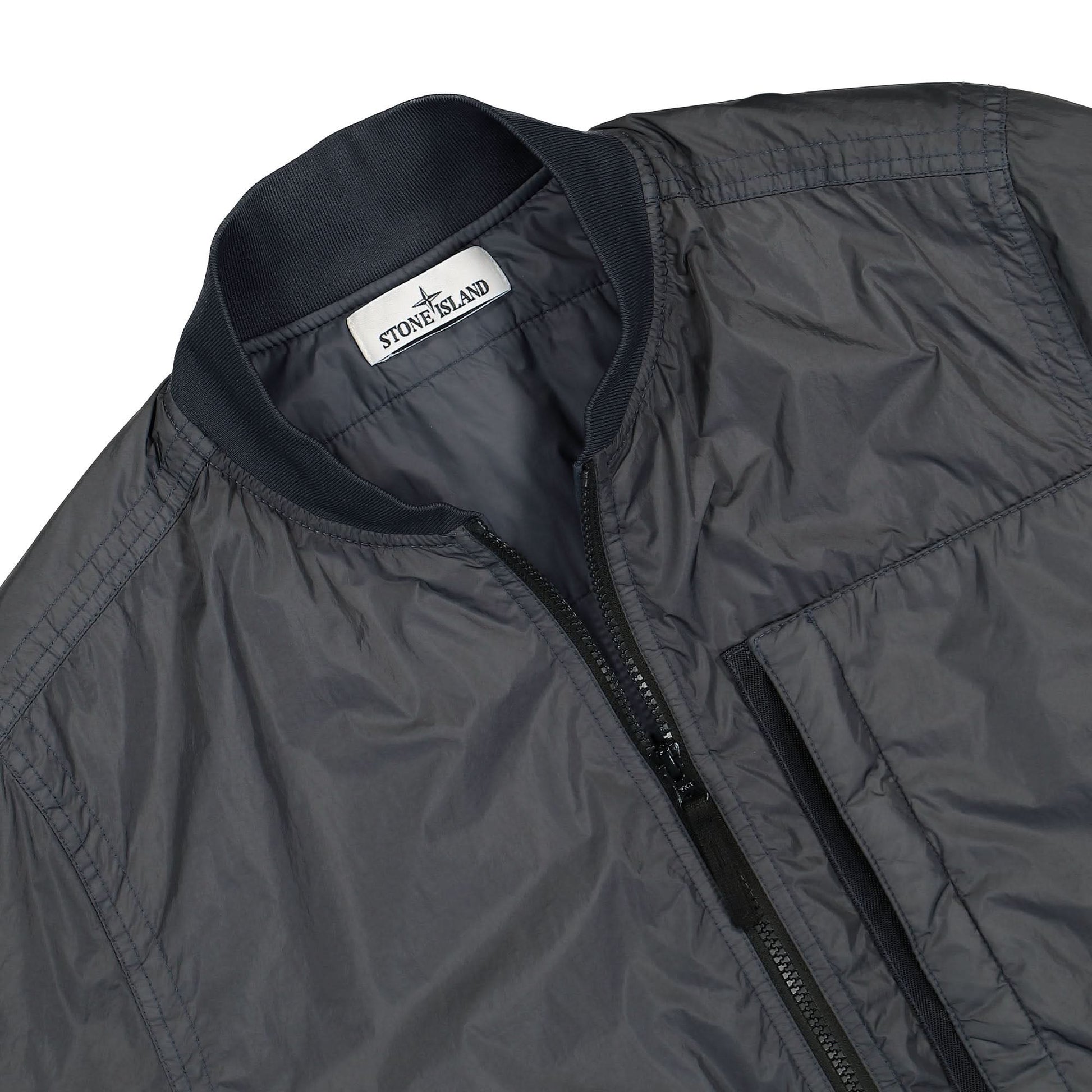 Stone Island Garment Dyed Crinkle Reps R-NY With Primaloft-TC Bomber Jacket Grey Detail view 3 | Gate
