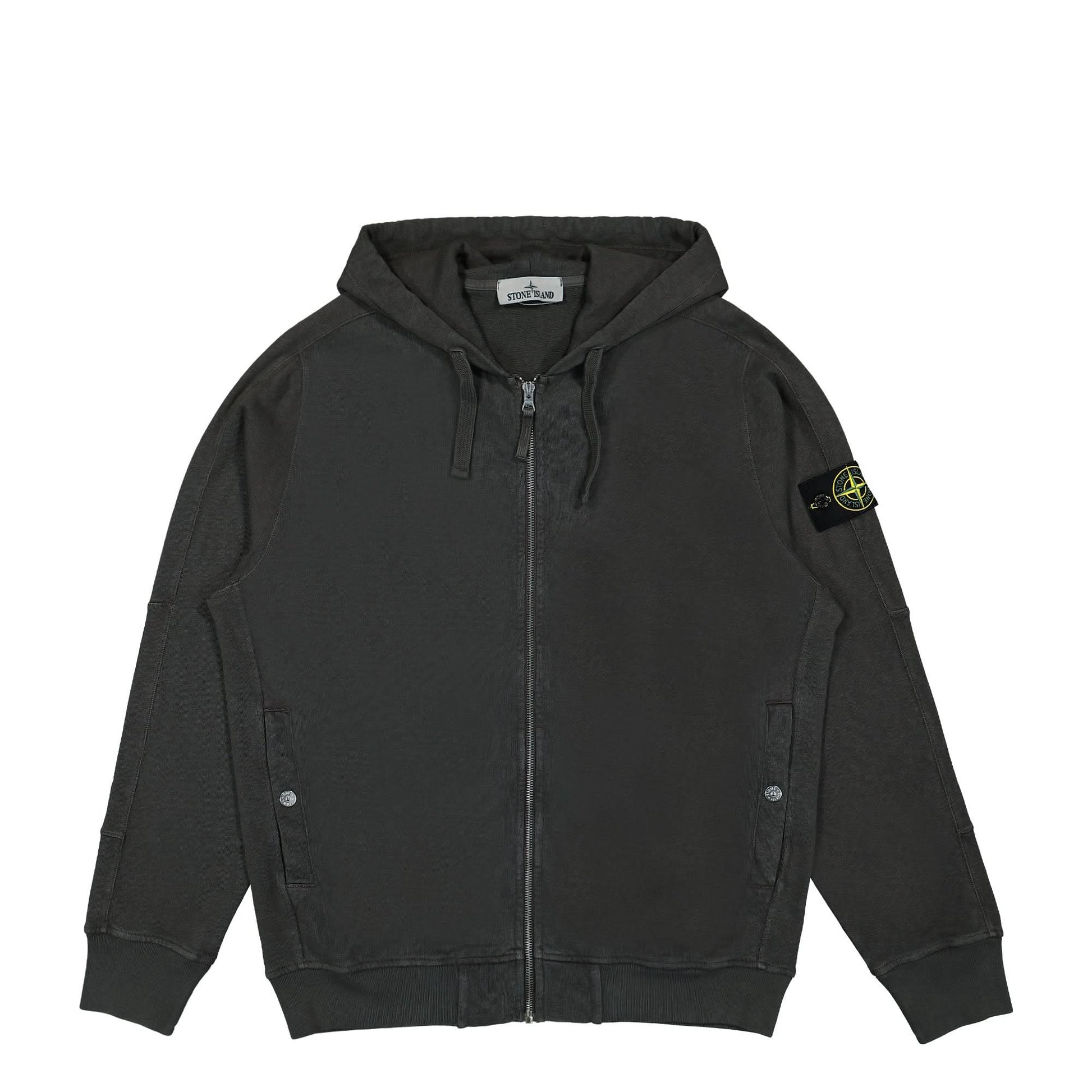 Stone Island Hooded Full Zip Sweatshirt Jacket Grey Detail view 1 | Gate