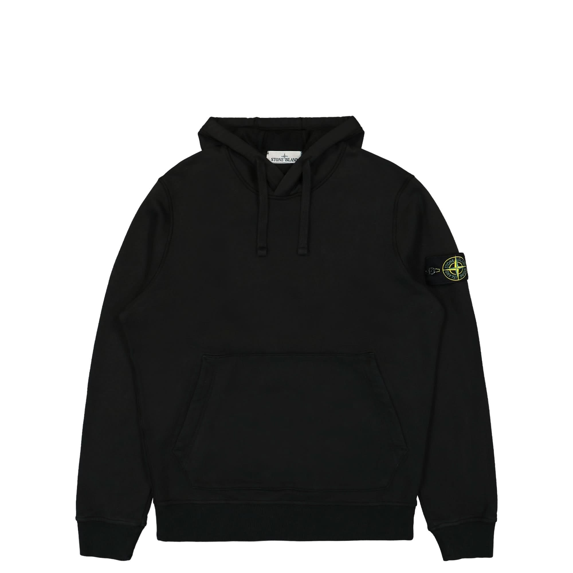 Stone island black hooded on sale sweatshirt