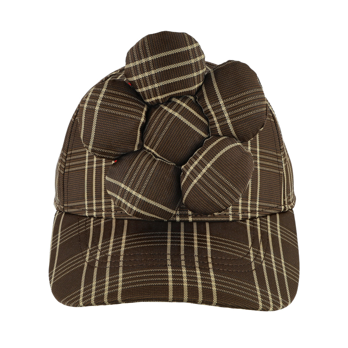 Walter Van Beirendonck Flower Cap Comb. III Brown Check Caps 9008 Detail View 4 | GATE