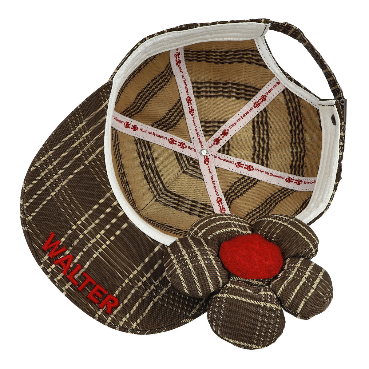 Walter Van Beirendonck Flower Cap Comb. III Brown Check Caps 9008 Detail View 7 | GATE