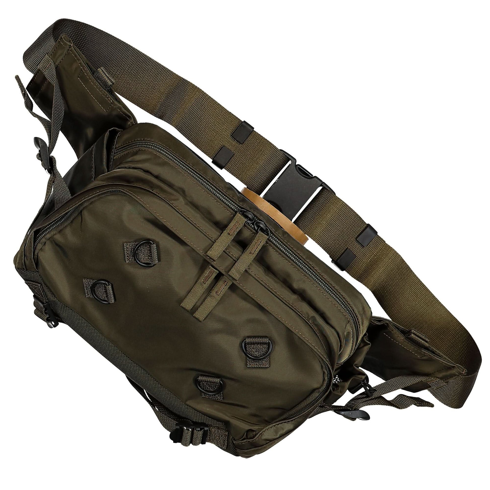 Porter-Yoshida & Co. Port Ride Waist Bag Olive Detail view 3 | Gate
