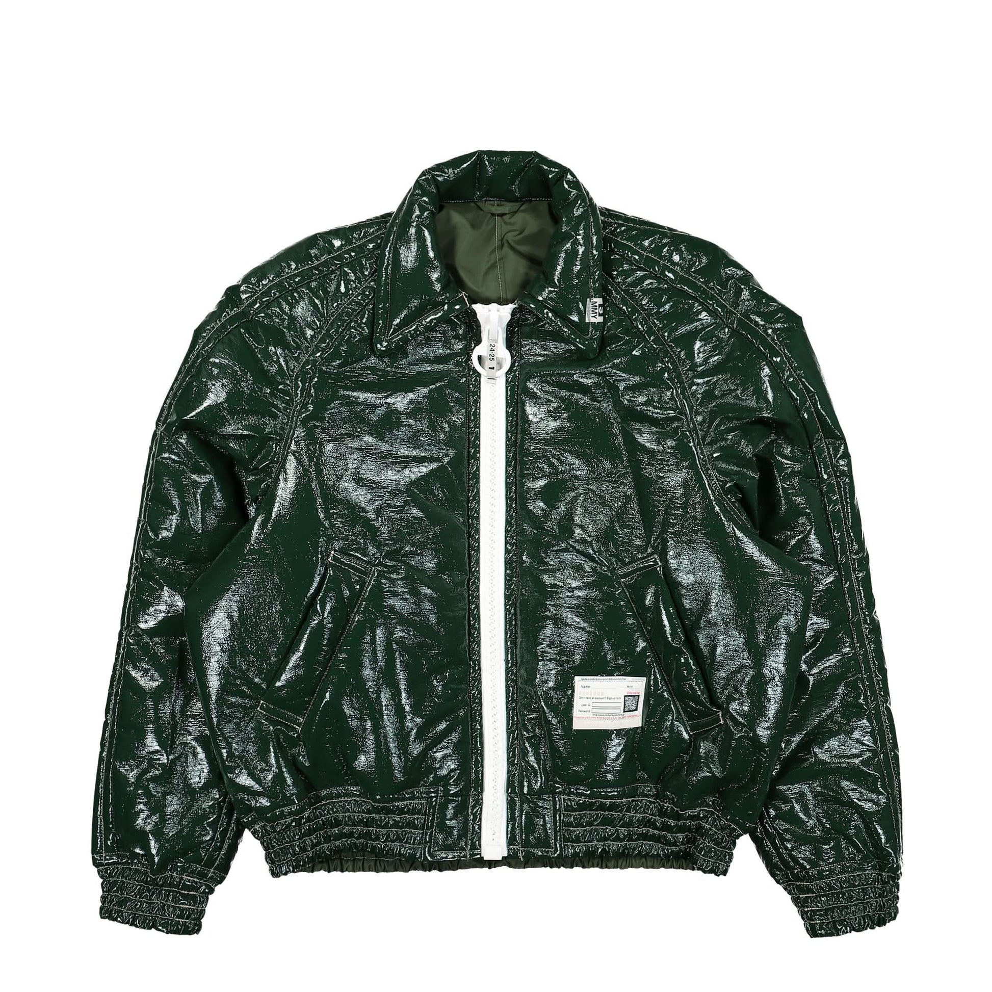 Maison Mihara Yasuhiro Fake Enamel Puffer Blouson Green Detail view 1 | Gate