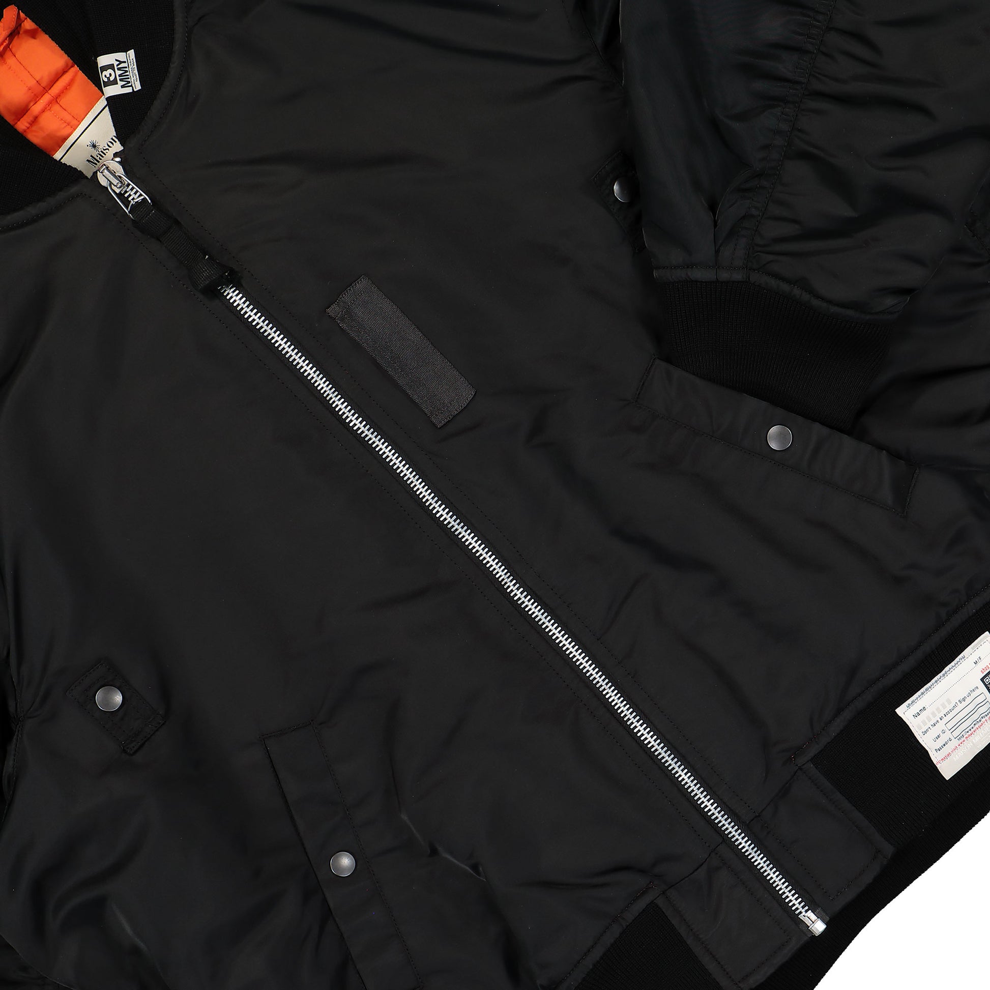 Maison Mihara Yasuhiro Triple Layered Flight Jacket Black Detail view 4 | Gate