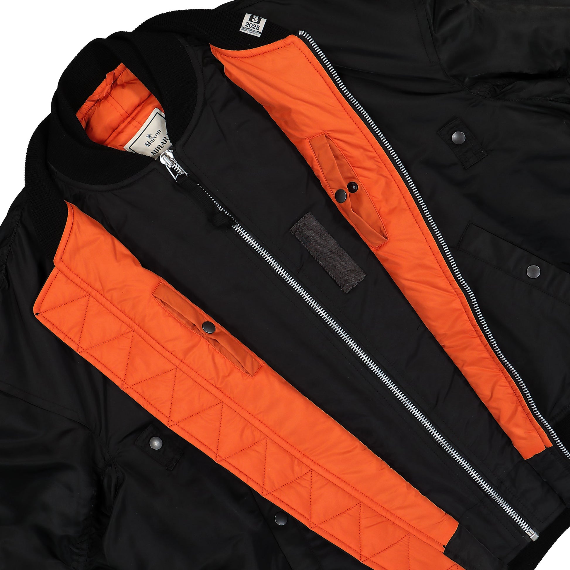 Maison Mihara Yasuhiro Triple Layered Flight Jacket Black Detail view 6 | Gate