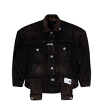Maison Mihara Yasuhiro Front Layered Denim Jacket Black Jackets A15BL021  Detail View 1 | GATE
