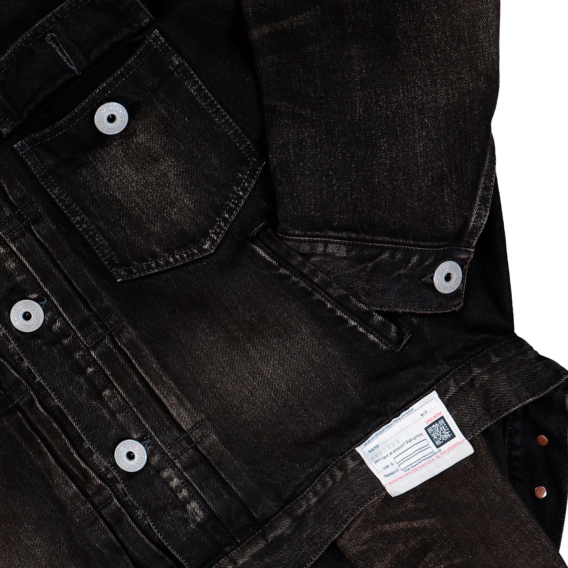 Maison Mihara Yasuhiro Front Layered Denim Jacket Black Jackets A15BL021  Detail View 5 | GATE
