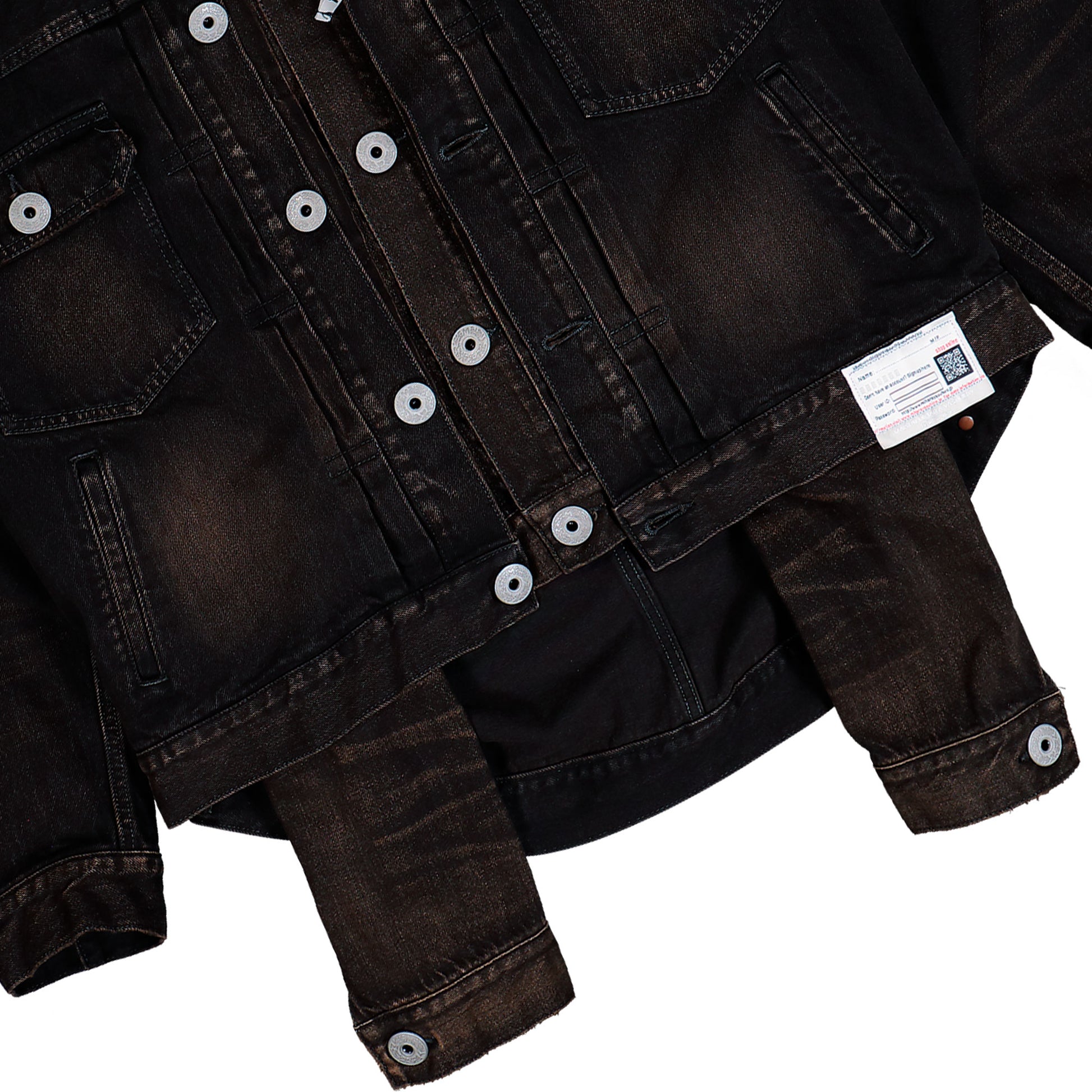 Maison Mihara Yasuhiro Front Layered Denim Jacket Black Jackets A15BL021  Detail View 6 | GATE
