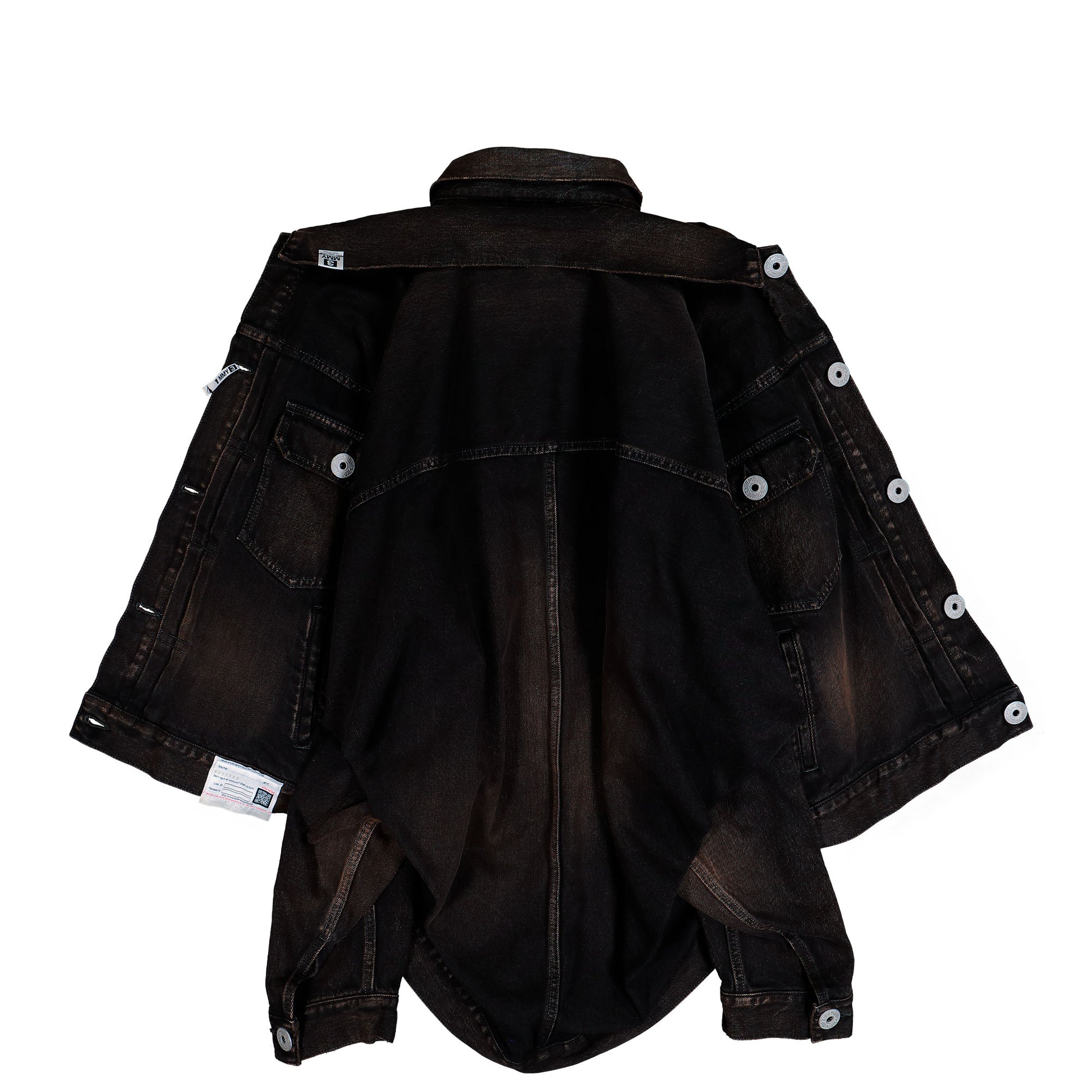 Maison Mihara Yasuhiro Front Layered Denim Jacket Black Jackets A15BL021  Detail View 8 | GATE
