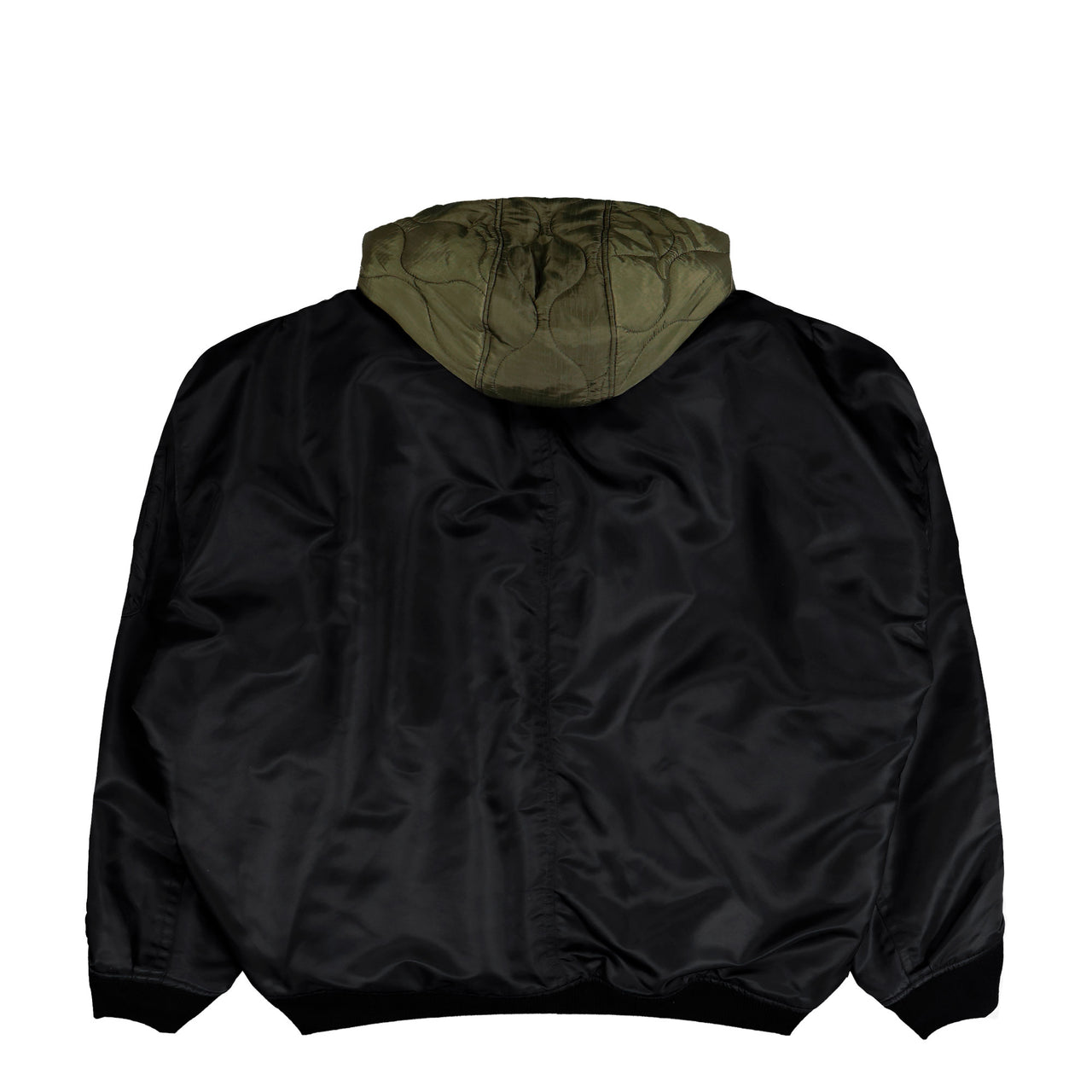 Maison Mihara Yasuhiro Extended Placket Hood Flight Jacket Black Jackets A15BL062  Detail View 1 | GATE
