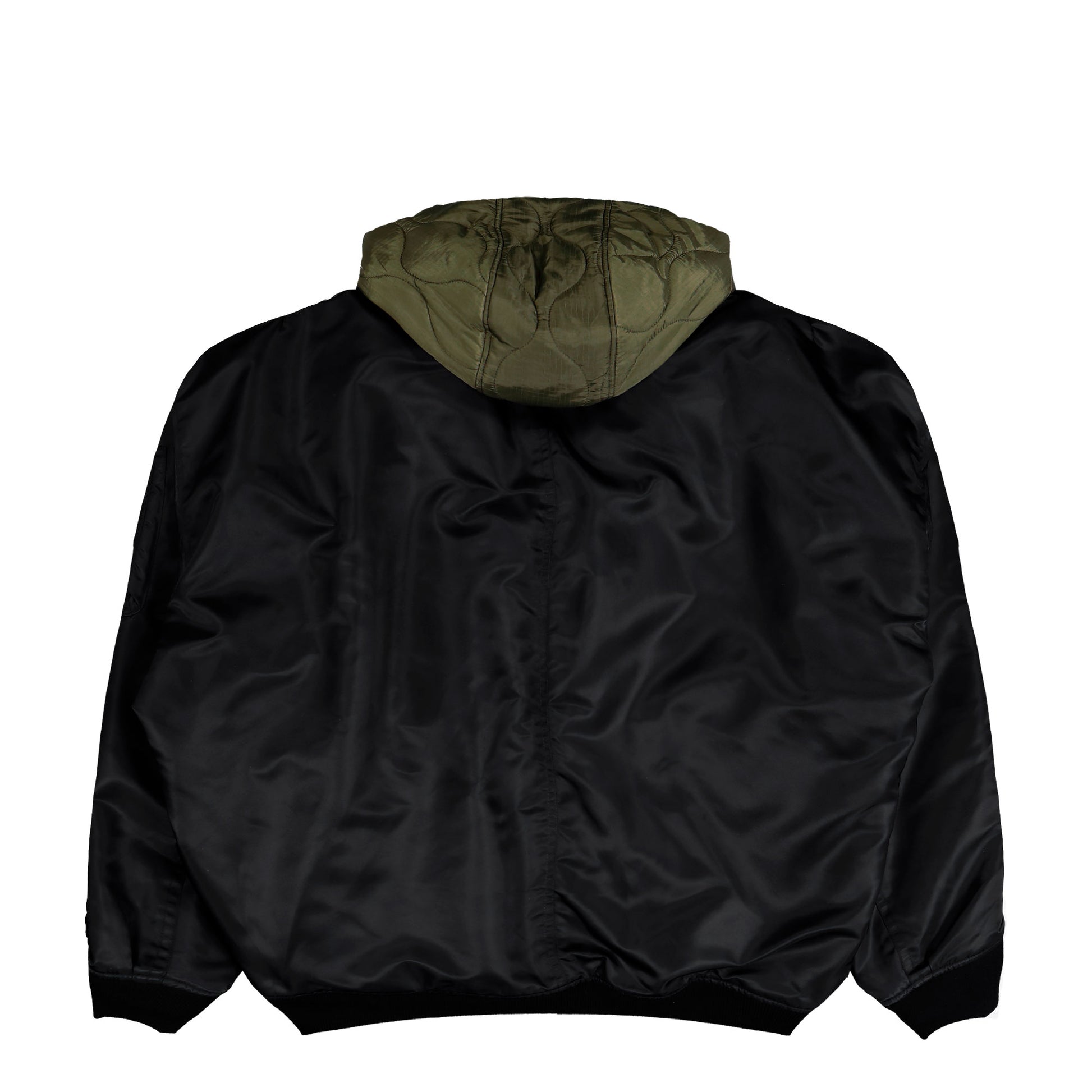 Maison Mihara Yasuhiro Extended Placket Hood Flight Jacket Black Jackets A15BL062  Detail View 2 | GATE
