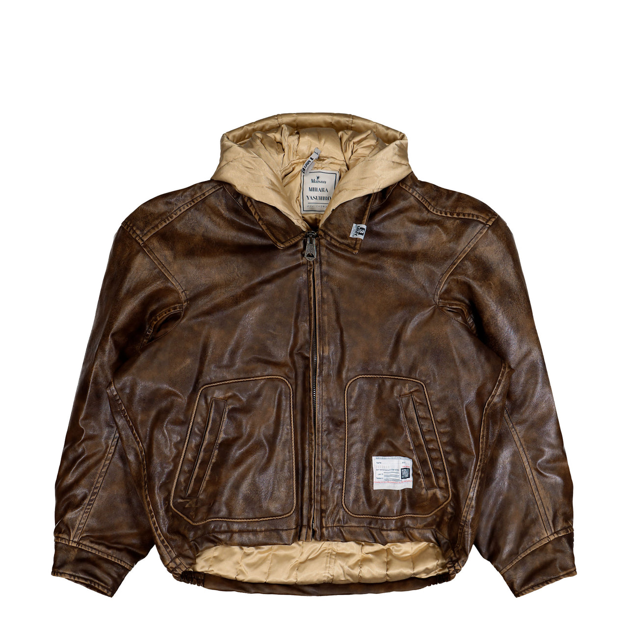 Maison Mihara Yasuhiro Extended Placket Hood Coated Jacket Brown Jackets A15BL072 Detail View 1 | GATE
