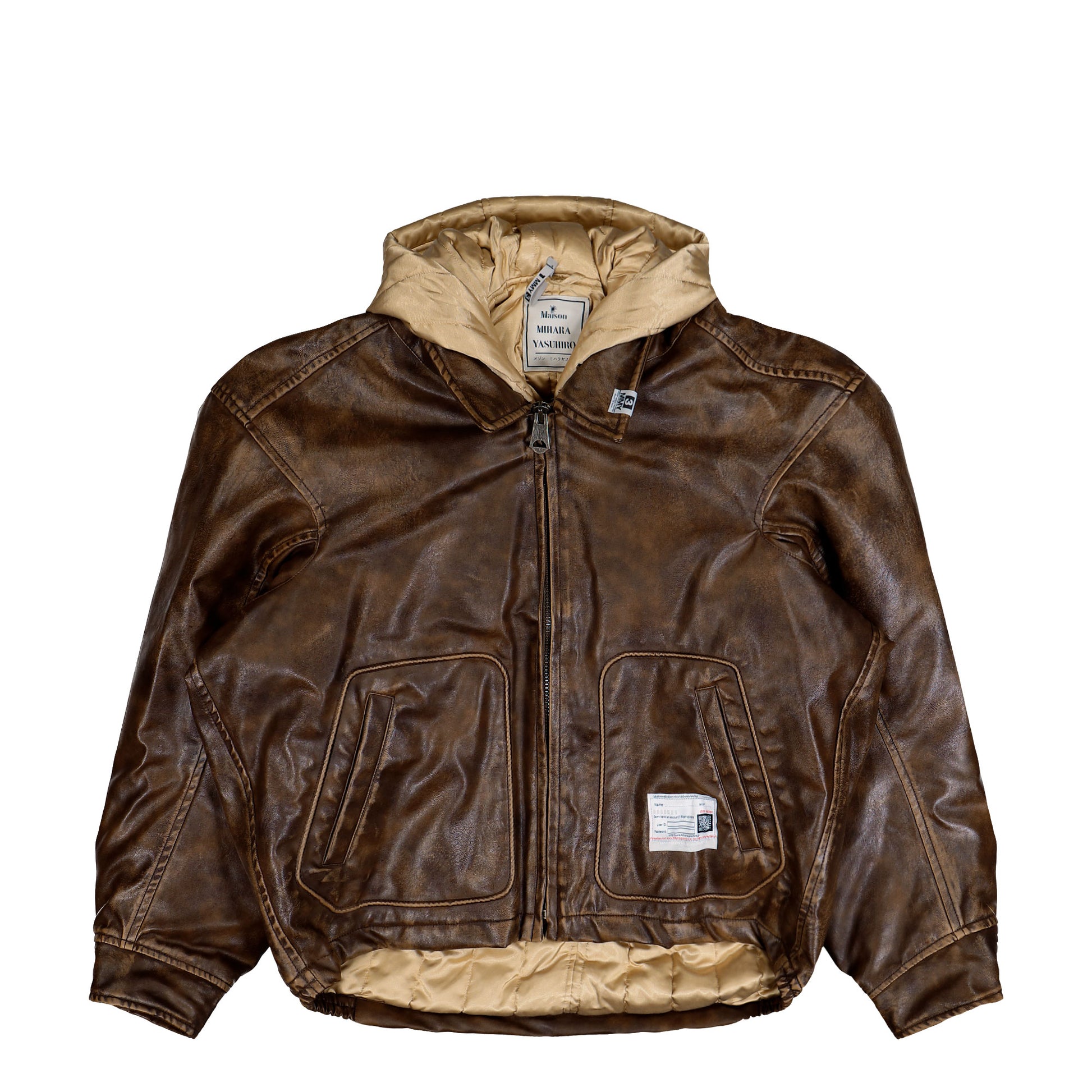 Maison Mihara Yasuhiro Extended Placket Hood Coated Jacket Brown Jackets A15BL072 Detail View 1 | GATE
