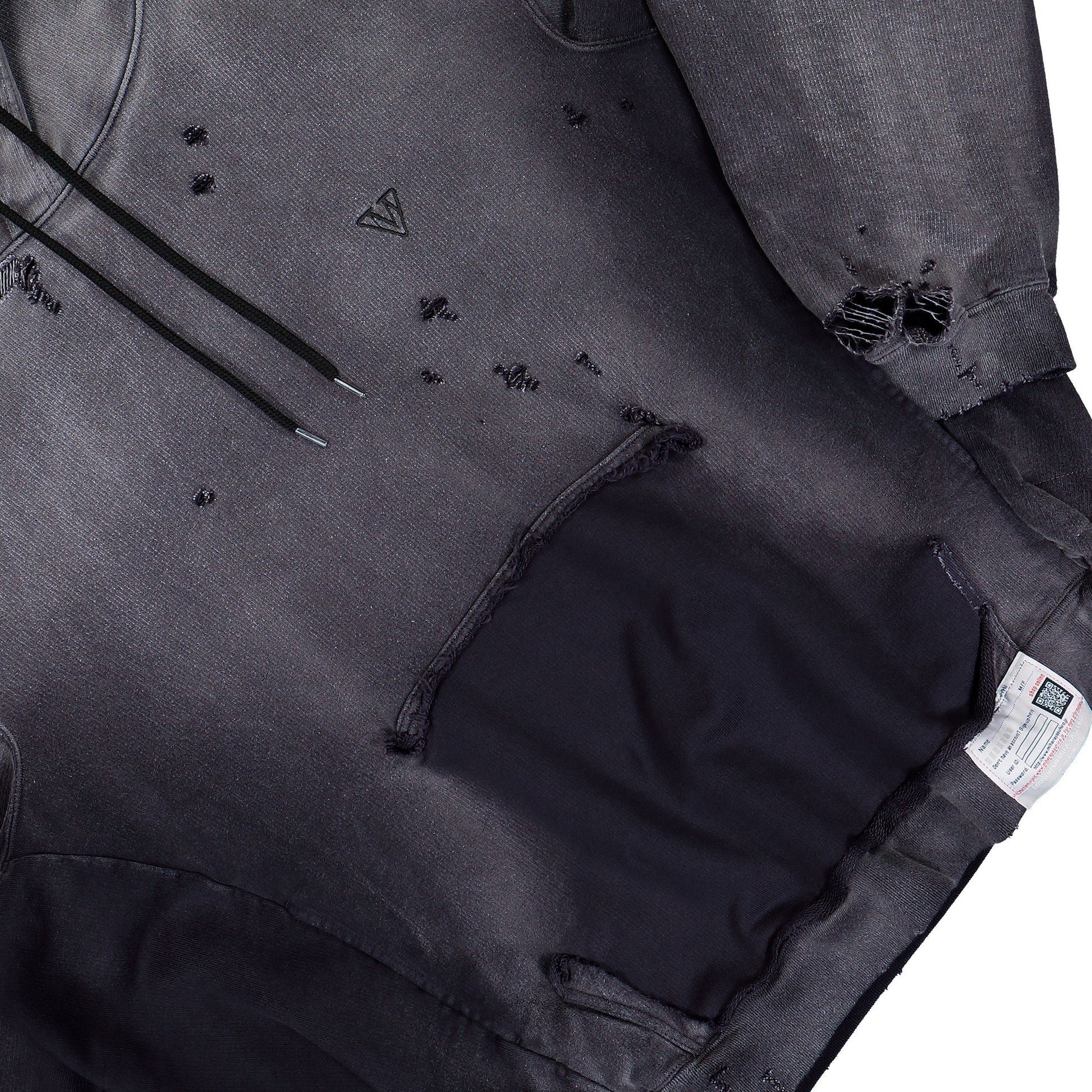 Maison Mihara Yasuhiro Sun Faded Like Hoodie Black Hoodies A15HD552  Detail View 4 | GATE

