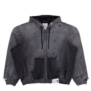 Maison Mihara Yasuhiro Sun Faded Like Zip-Up Hoodie Black Hoodies A15PK551  Detail View 1 | GATE
