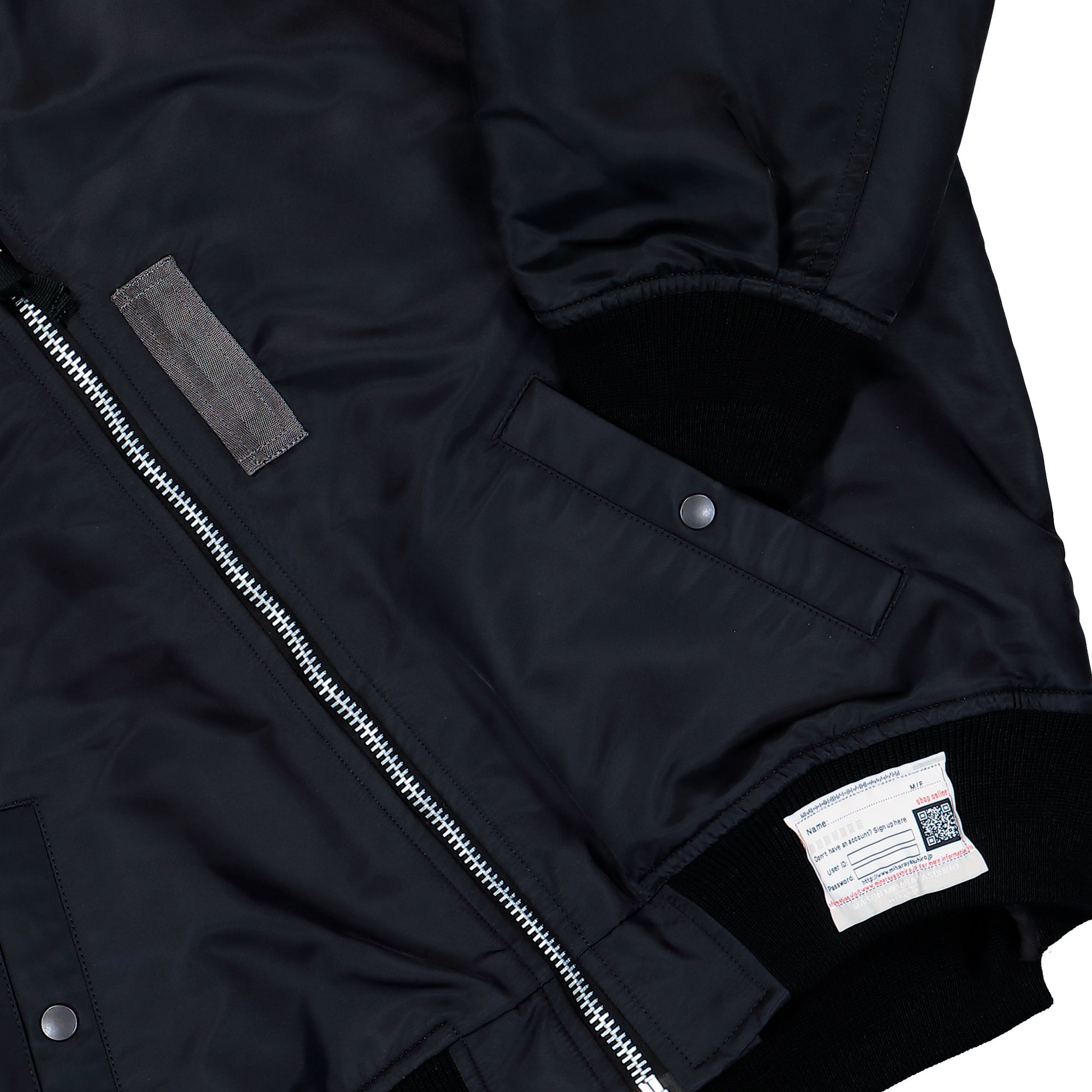 Maison Mihara Yasuhiro Back Vest Bomber Jacket Black Jackets A16BL051 Detail View 4 | GATE
