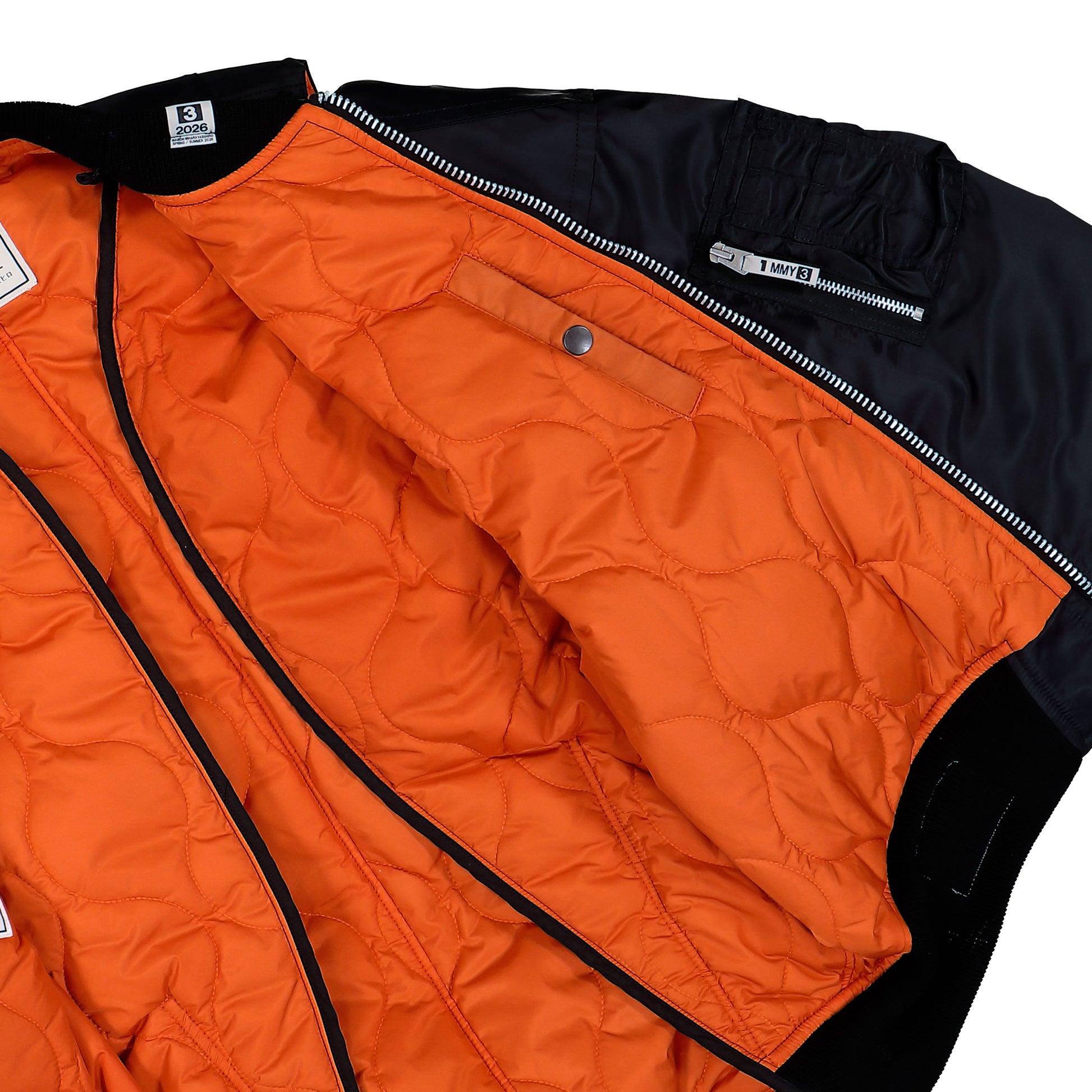 Maison Mihara Yasuhiro Back Vest Bomber Jacket Black Jackets A16BL051 Detail View 5 | GATE
