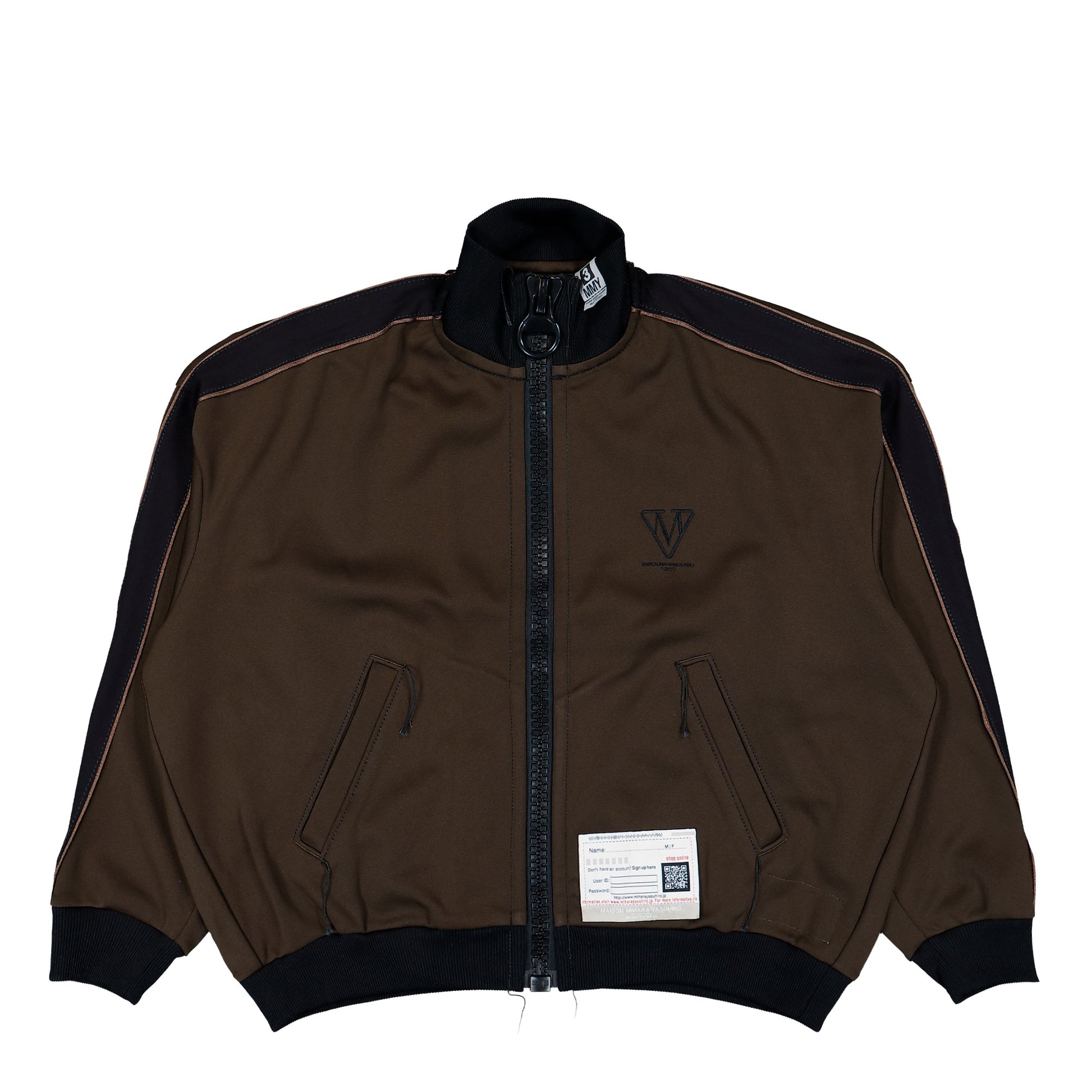 Maison Mihara Yasuhiro Amateur Sewn Track Jacket Brown Tracksuit Tops A16JK581 Detail View 1 | GATE
