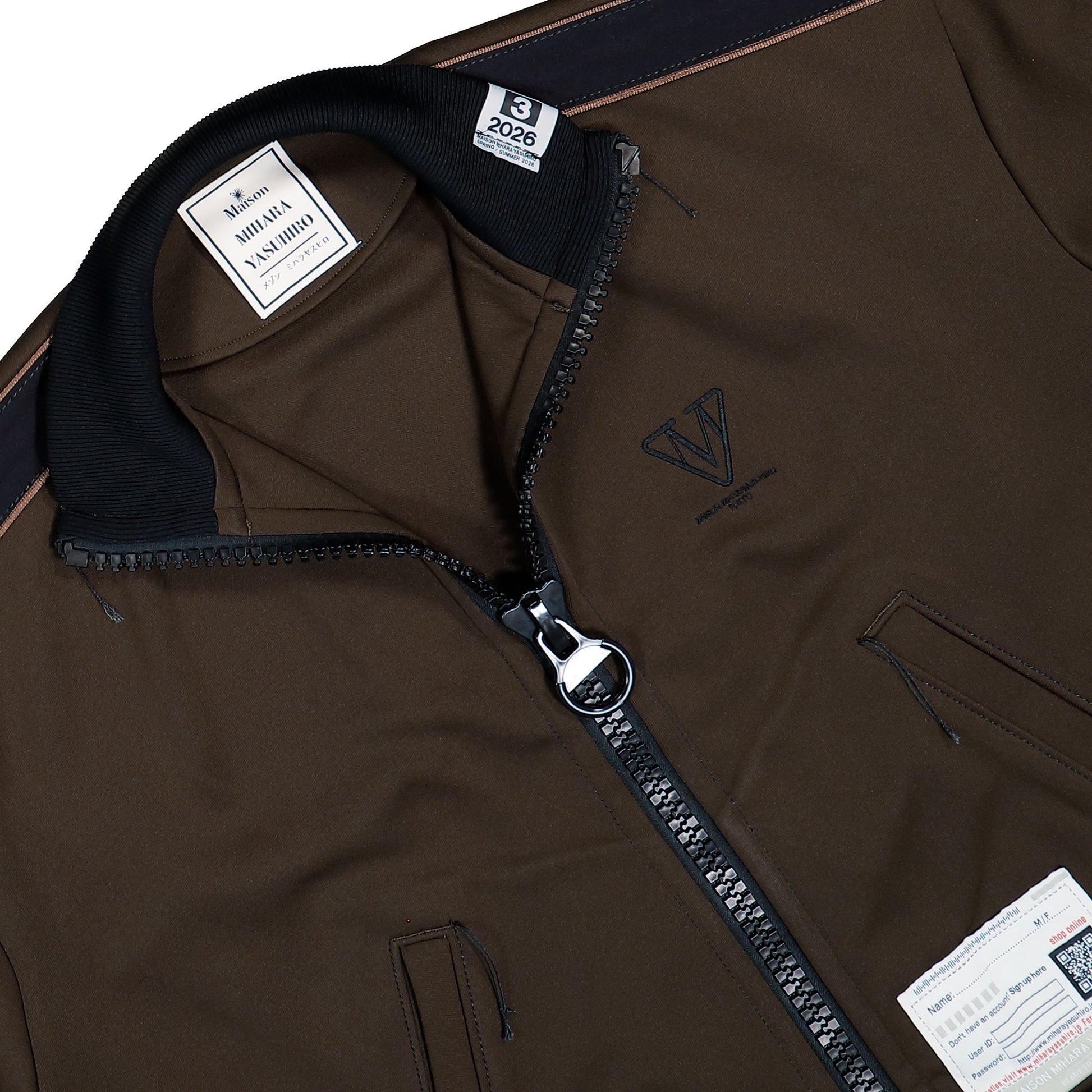 Maison Mihara Yasuhiro Amateur Sewn Track Jacket Brown Tracksuit Tops A16JK581 Detail View 3 | GATE
