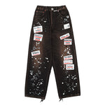 Maison Mihara Yasuhiro Denim Jeans With Sticker Black Denim A16PT025 Detail View 1 | GATE
