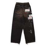 Maison Mihara Yasuhiro Denim Jeans With Sticker Black Denim A16PT025 Detail View 2 | GATE
