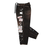 Maison Mihara Yasuhiro Denim Jeans With Sticker Black Denim A16PT025 Detail View 3 | GATE
