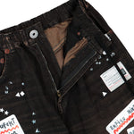 Maison Mihara Yasuhiro Denim Jeans With Sticker Black Denim A16PT025 Detail View 4 | GATE
