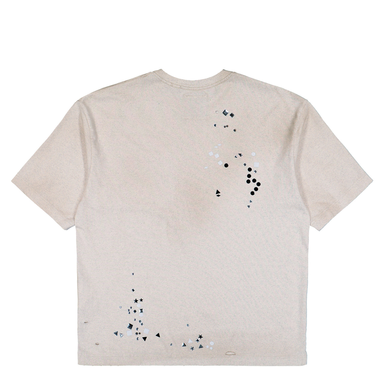 Maison Mihara Yasuhiro Embellished Sticker Tee White T-Shirt A16TS592 Detail View 1 | GATE
