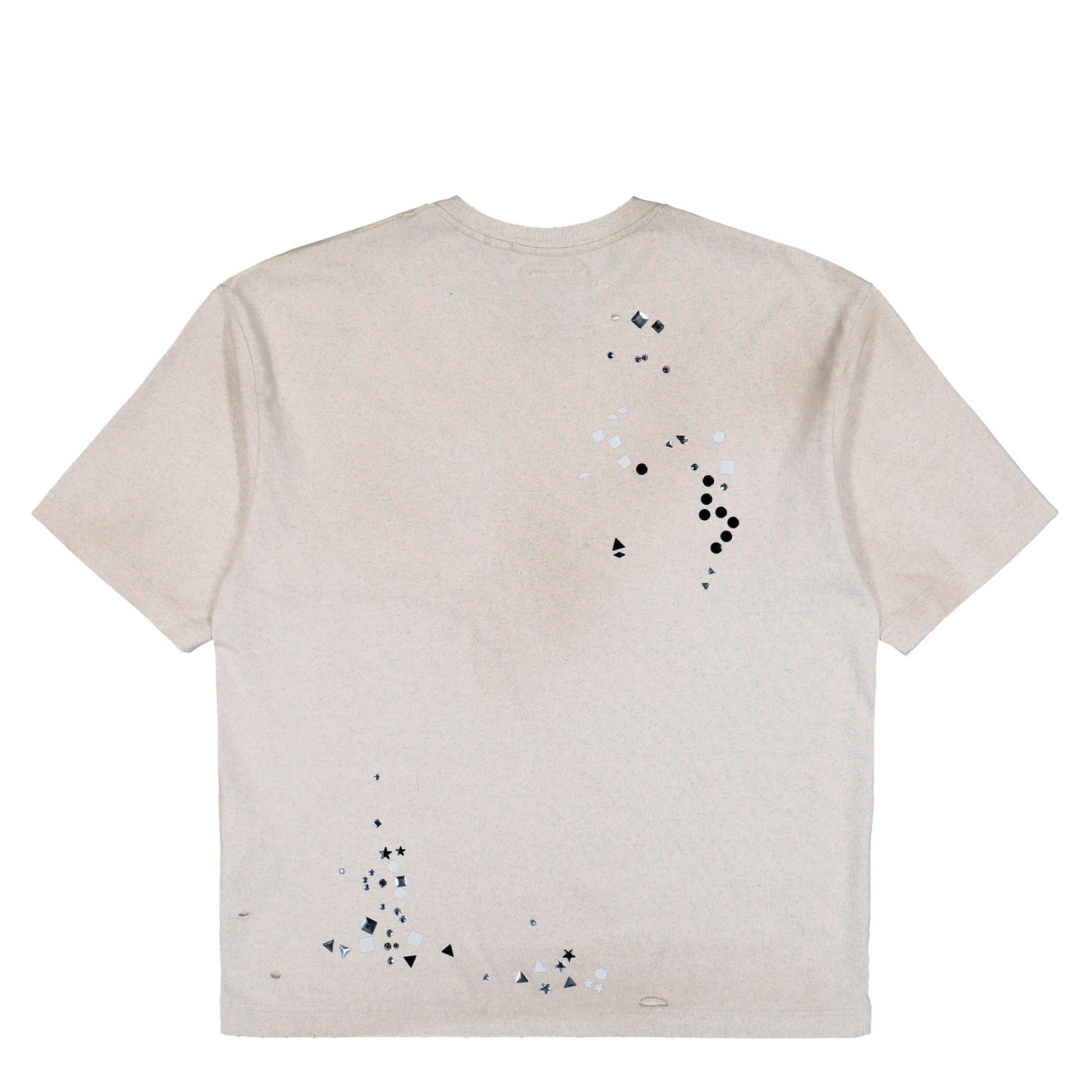 Maison Mihara Yasuhiro Embellished Sticker Tee White T-Shirt A16TS592 Detail View 2 | GATE
