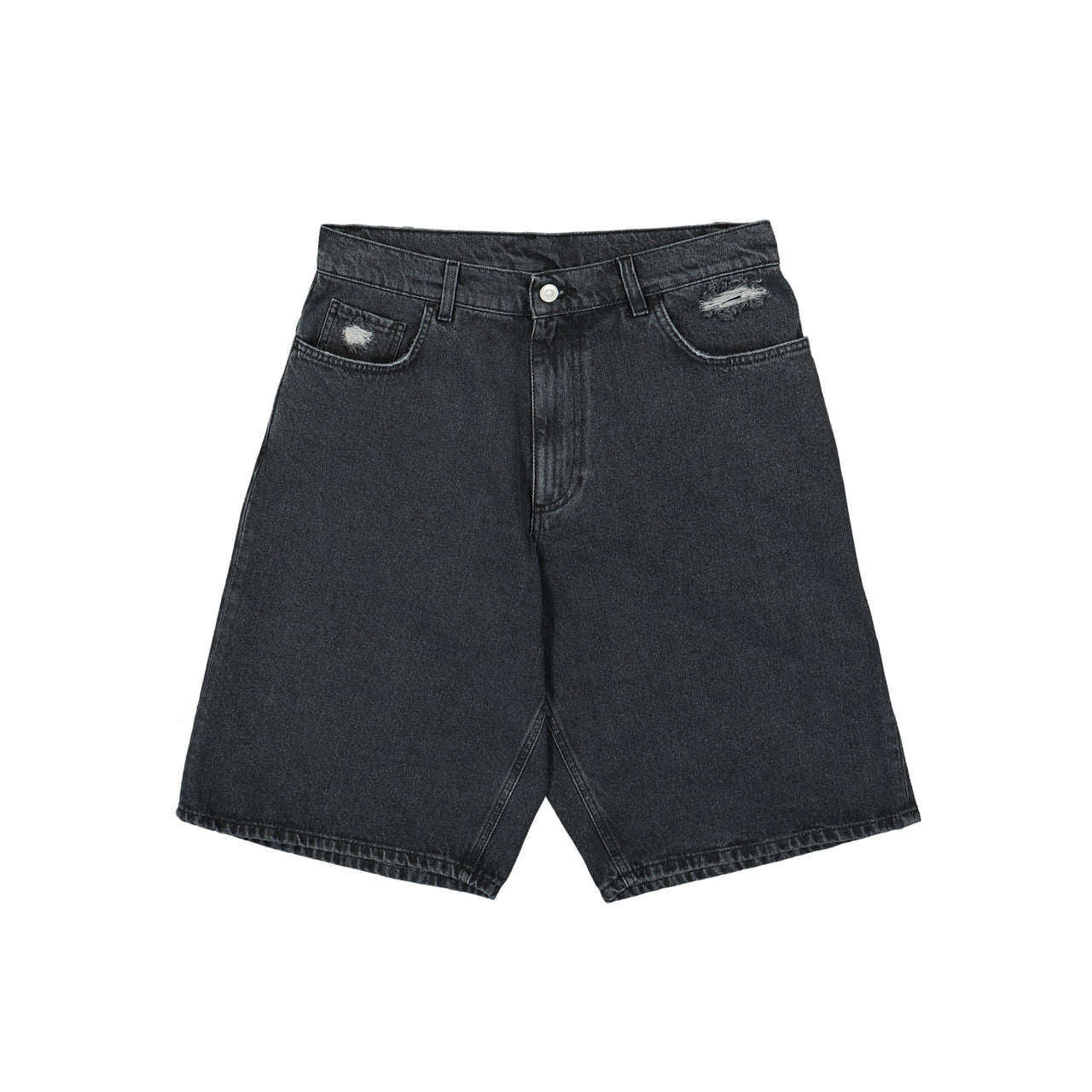 Distressed Carpenter Shorts With Buckle