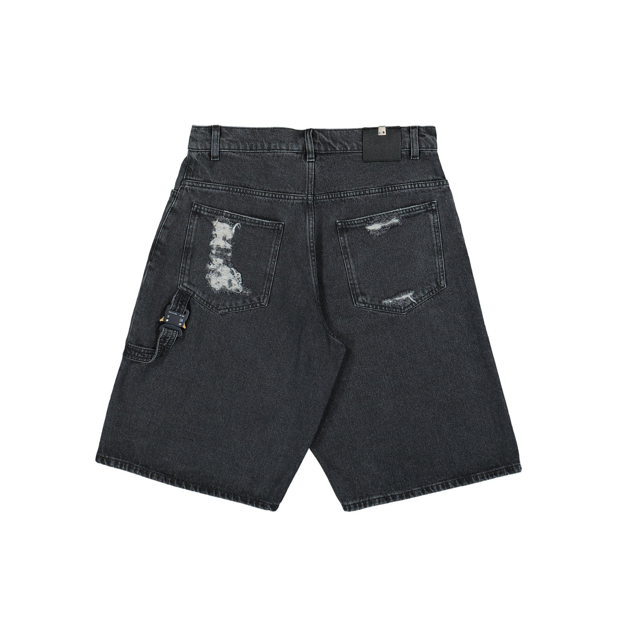 Distressed Carpenter Shorts With Buckle