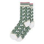 Casablanca Heart Monogram Crew Sock Green,White Detail view 1 | Gate