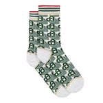 Casablanca Heart Monogram Crew Sock Green,White Detail view 2 | Gate