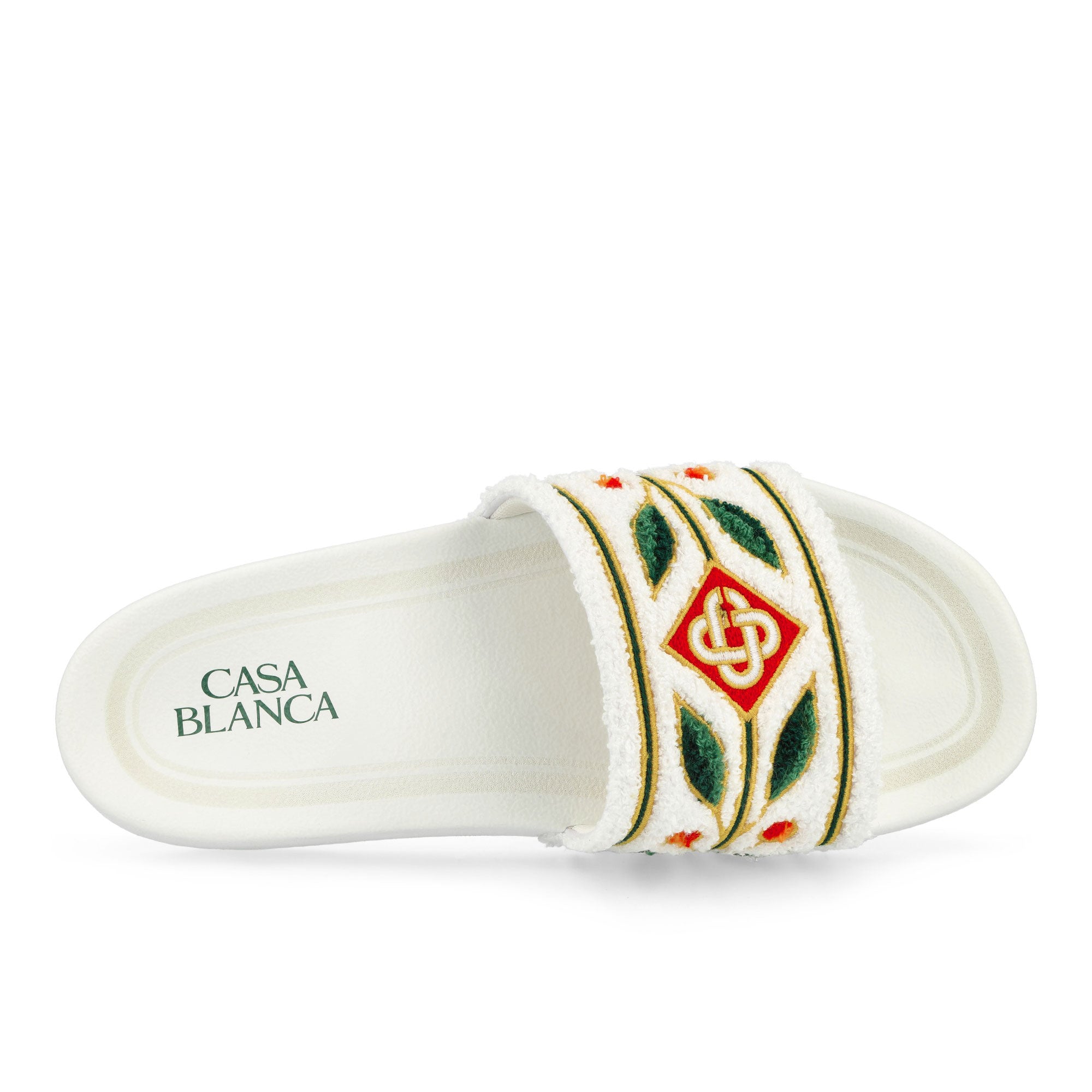 Casablanca embroidered terry-cloth slides - Green
