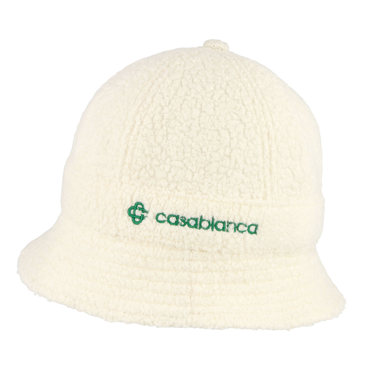 Casablanca Cashmere Blend Terry 6 Panel Bucket Hat Off White Bucket Hats AS22-Hat-004 Detail View 1 | GATE
