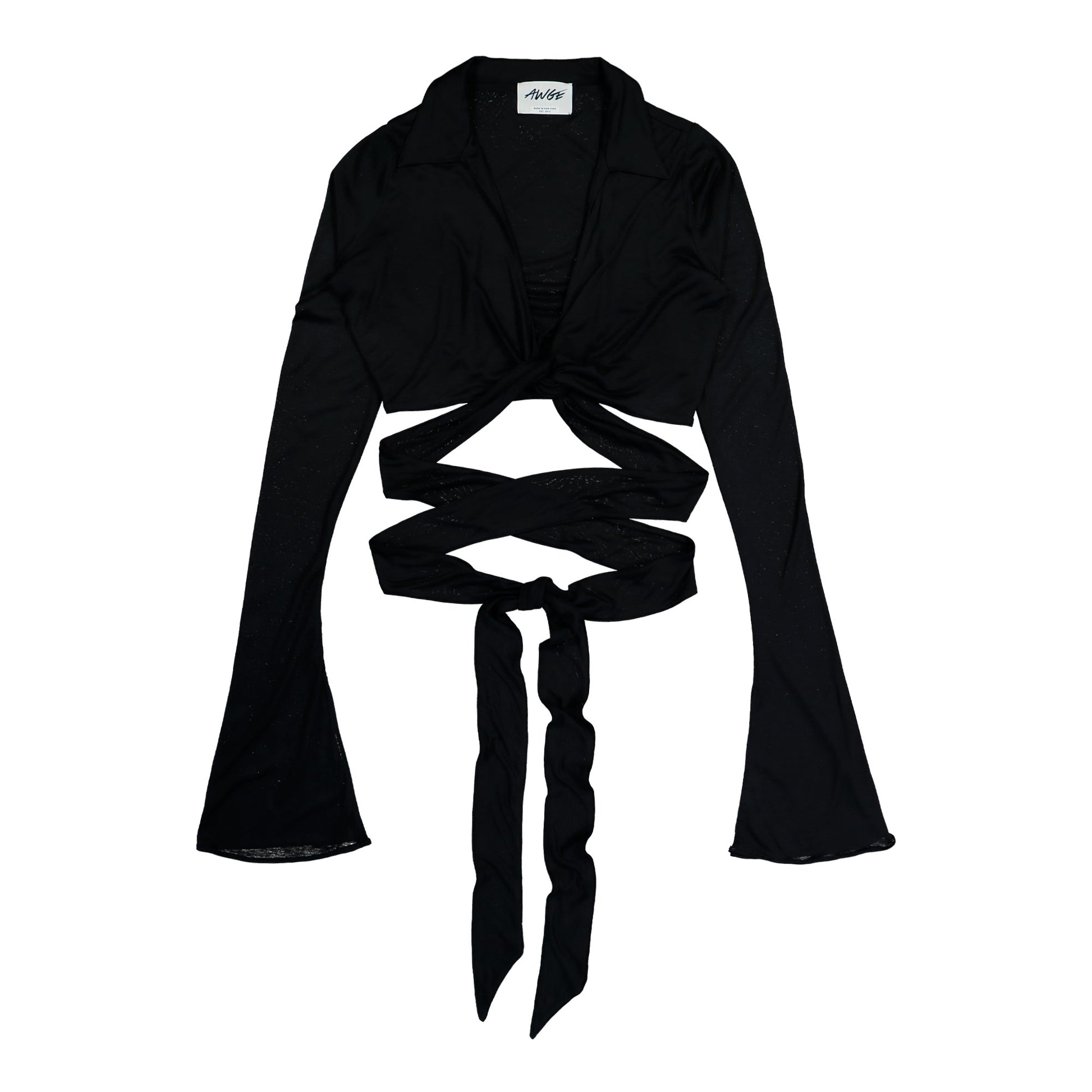 AWGE Cropped Wrap Shirt Black Shirts AS6SWH08AP-JE042.999 Detail View 1 | GATE