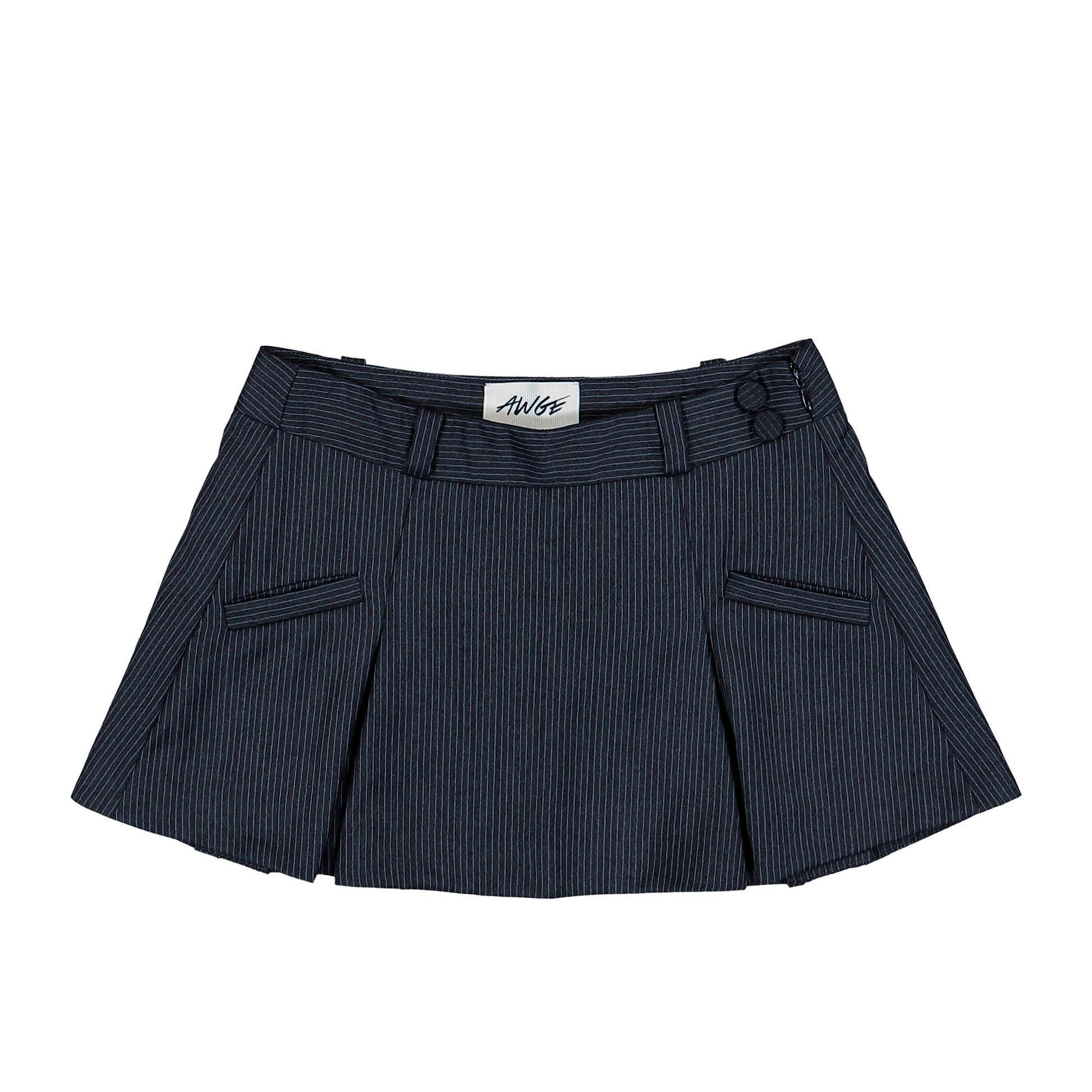 AWGE Pleated Mini Skirt Grey Pinstripe Skirts AS6SWK01BP-TR361.813 Detail View 1 | GATE