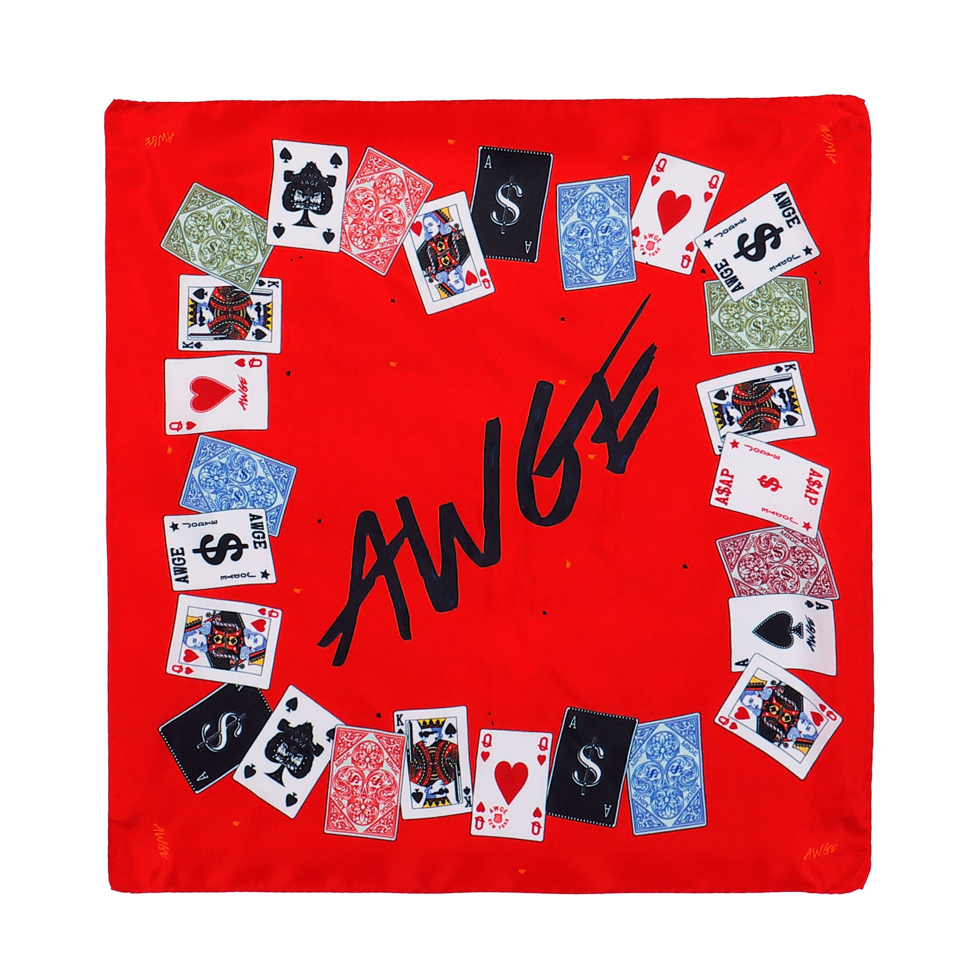 AWGE Foulard Small Cards Print Red Bandanas AS6SXA02AP-TF109.S22 Detail View 1 | GATE