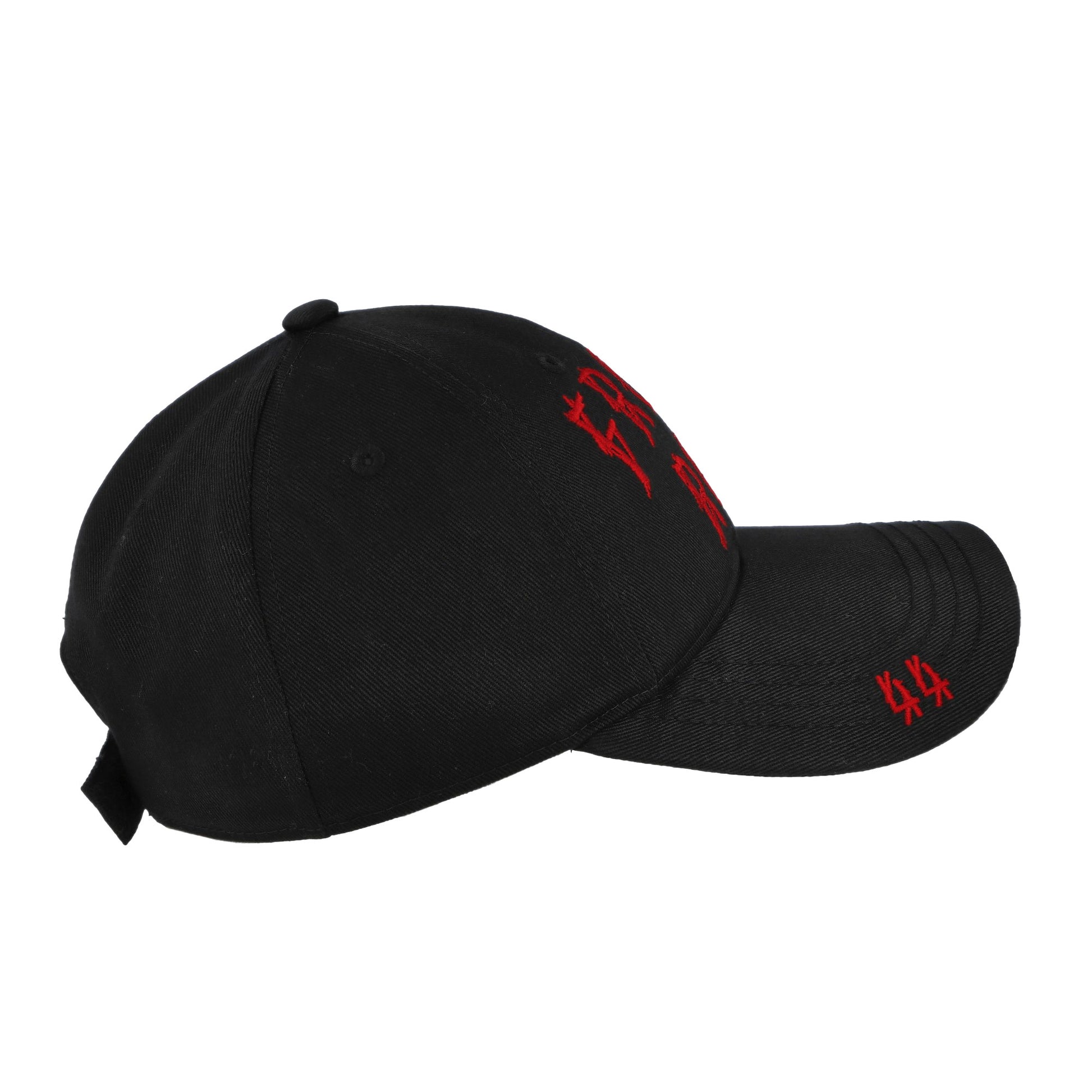 44 Label Group Front Row Cap Black + Front Raw Signal Red Caps B0030469-FA628-P674 Detail View 3 | GATE