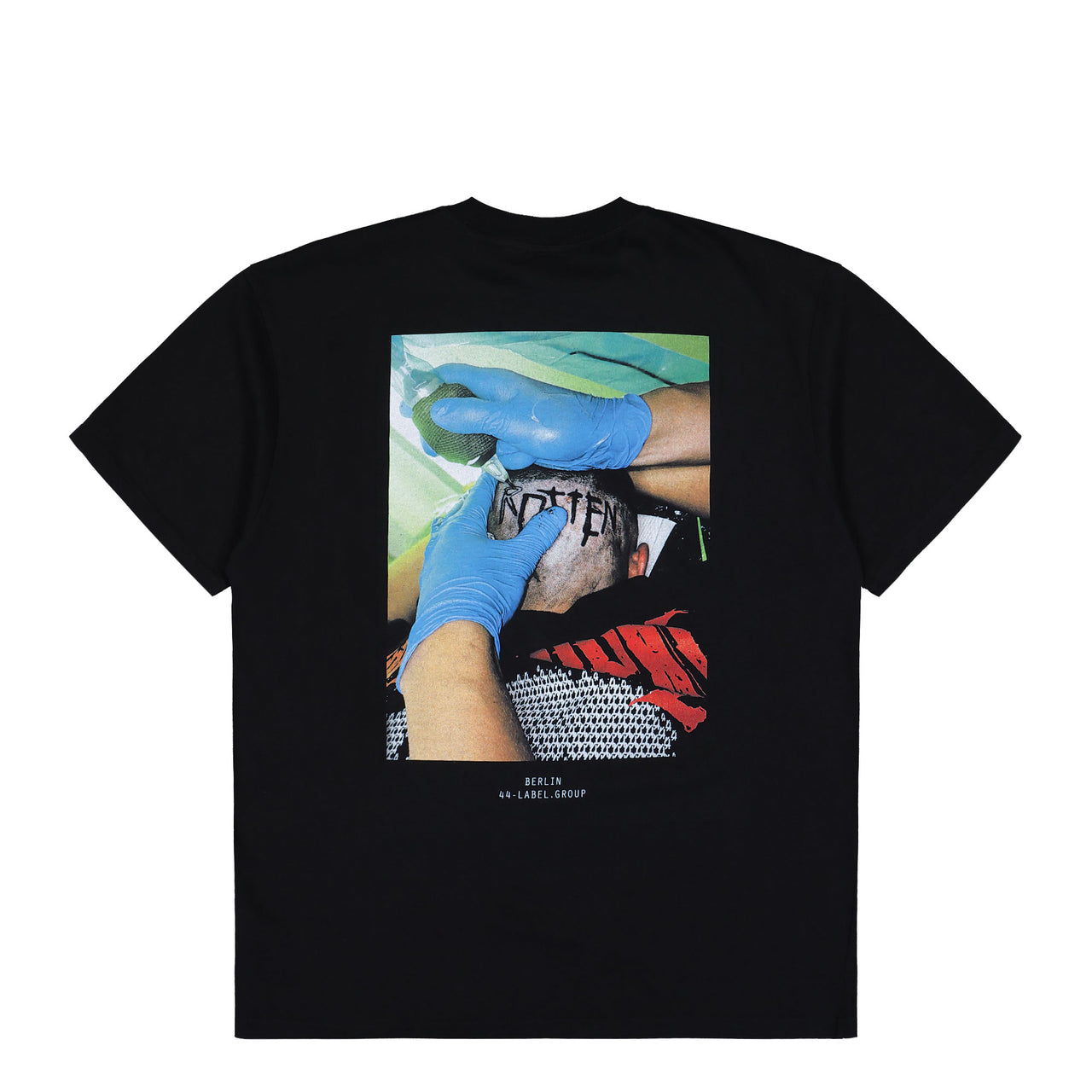 44 Label Group Tattoo Tee Black + Tattoo Sapphire T-Shirts B0030556-FA582-P672 Detail View 1 | GATE
