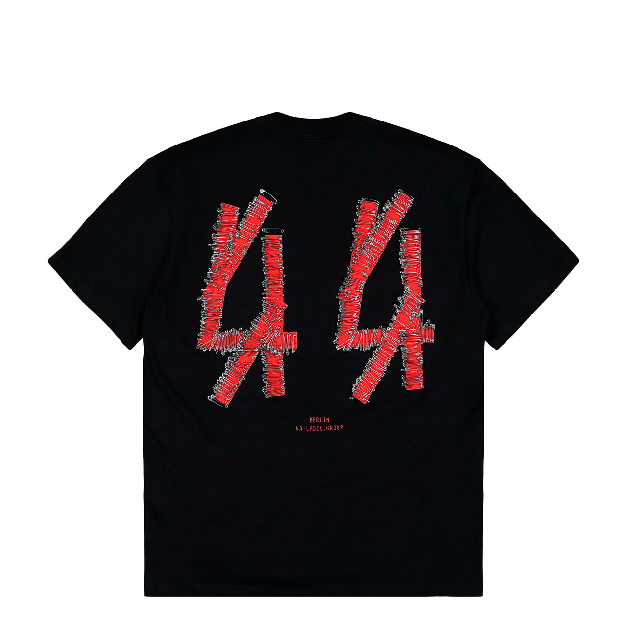 44 Label Group Safety Pins Tee Black + 44 Solid Red Hardware T-Shirts B0030556-FA706-P792 Detail View 1 | GATE